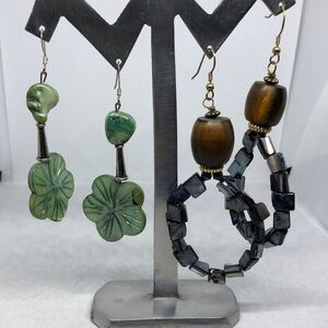 BUNDLE lot 2 beach coastal boho earrings shell artisan dangle drop long